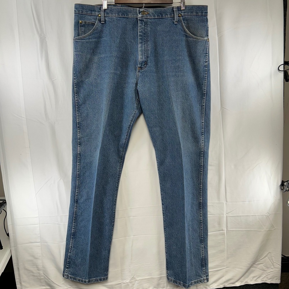 Wrangler 47 Advanced Comfort Jeans Mens 42x34 Blue Regular Fit Straight Leg